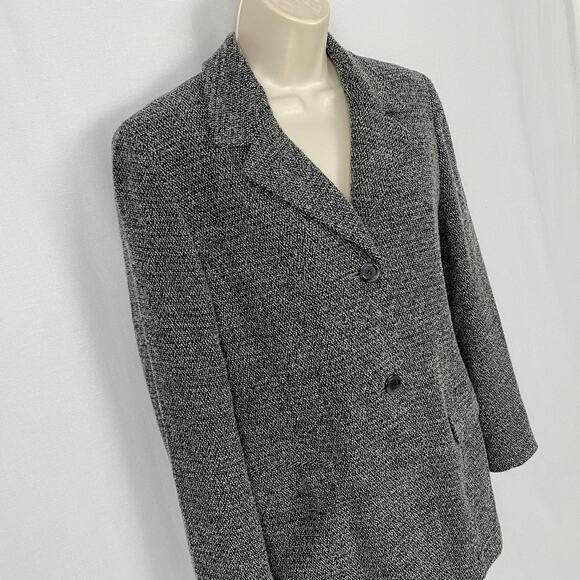 Rena Rowan Blazer Womens 8 Wool Blend Textured Tweed Jacket Pockets Casual Gray - Picture 4 of 15